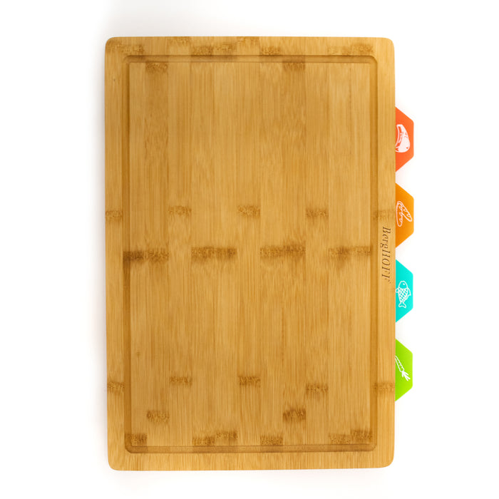 Image 1 of Shopberghoff Bamboo Cutting Board with 4Pc Flexible Plastic Cutting Board Inserts, 16.5x 11.8x 1.1"