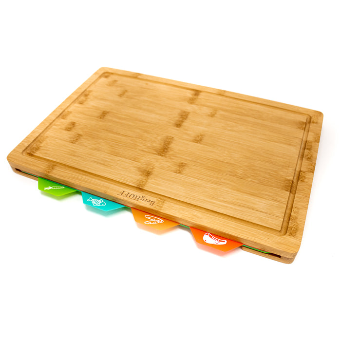 Image 3 of Shopberghoff Bamboo Cutting Board with 4Pc Flexible Plastic Cutting Board Inserts, 16.5x 11.8x 1.1"