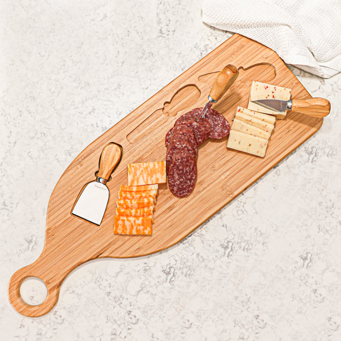 Image 3 of Stainless Steel 4pc Cheese Knives with Bamboo Paddle Board Set, 22x7.9x1"