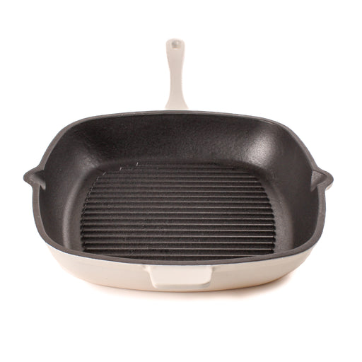 Image 2 of Neo 2pc Cast Iron 11" Grill Pan with Slotted Steak Press, Meringue