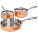 Image 1 of Shopberghoff Vintage 5pc Tri-Ply Copper Saucepan & Deep Skillet Cookware Set,  SS Lids, Hammered