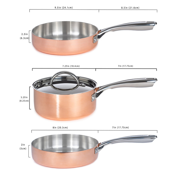 Image 5 of Shopberghoff Vintage 4pc Tri-Ply Copper Cookware Set with Lids, Polished