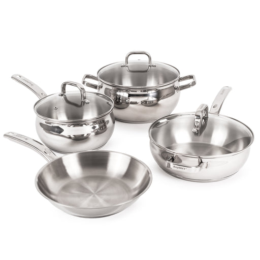 Image 1 of Shopberghoff Belly Shape 7pc 18/10 Stainless Steel Cookware Set with Glass Lids