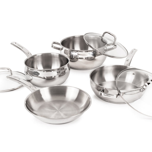 Image 2 of Shopberghoff Belly Shape 7pc 18/10 Stainless Steel Cookware Set with Glass Lids