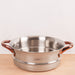 Image 4 of Ouro Gold 3pc 18/10 Stainless Steel Steamer Set, Glass Lid, Rose Gold Handles