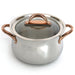 Image 8 of Ouro Gold 3pc 18/10 Stainless Steel Steamer Set, Glass Lid, Rose Gold Handles