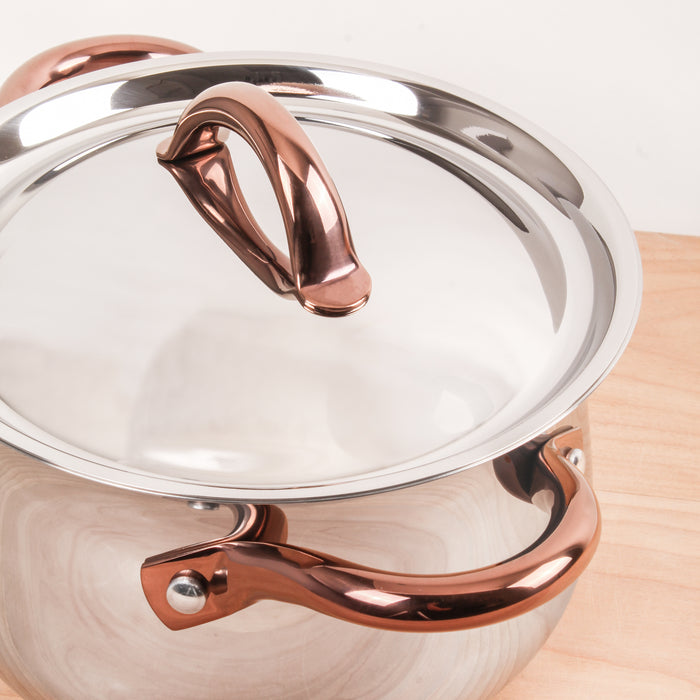 Image 2 of Ouro Gold 3pc 18/10 Stainless Steel Starter Set, SS Lids , Rose Gold Handles
