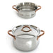 Image 1 of Ouro Gold 3pc 18/10 SS Steamer Set, SS Lids, Rose Gold Handles