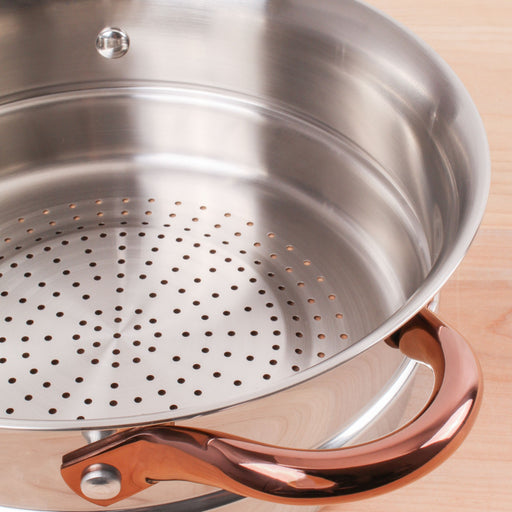 Image 2 of Ouro Gold 3pc 18/10 SS Steamer Set, SS Lids, Rose Gold Handles