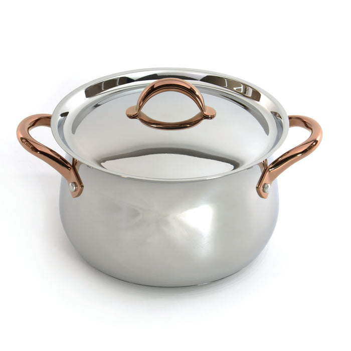 Image 7 of Ouro Gold 3pc 18/10 SS Steamer Set, SS Lids, Rose Gold Handles