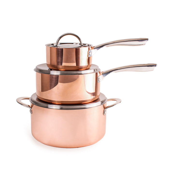 Image 3 of Shopberghoff Vintage 6pc Tri-Ply Copper Cookware Set with Lids, Polished