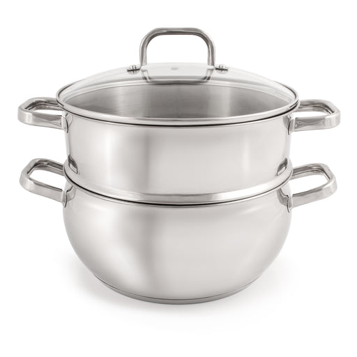 Image 2 of Shopberghoff Belly Shape 3pc 18/10 Stainless Steel Steamer Set with Glass Lid