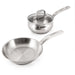 Image 1 of Shopberghoff Belly Shape 3pc 18/10 Stainless Steel Fry Pan & Saucepan Cookware Set with Glass Lid