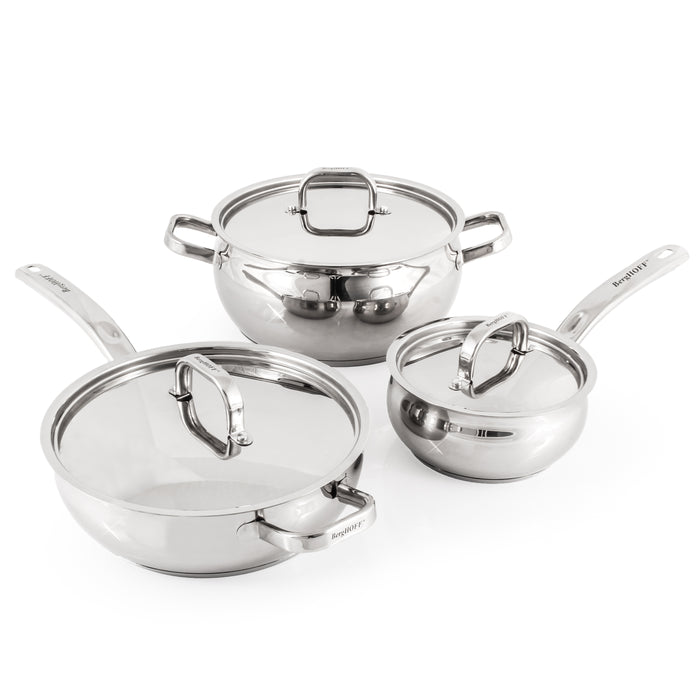 Image 1 of Shopberghoff Belly Shape 6pc 18/10 Stainless Steel Cookware Set with SS Lids