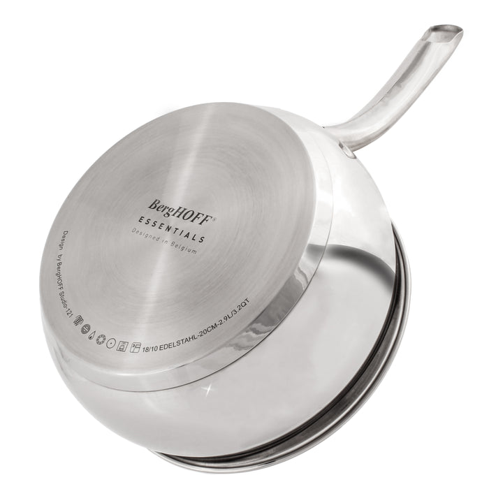 Image 9 of Shopberghoff Belly Shape 3pc 18/10 Stainless Steel Skillet & Saucepan Cookware Set with SS Lids