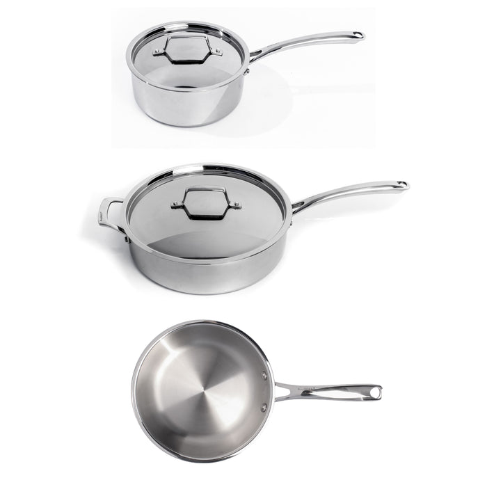 Image 1 of Shopberghoff Professional 5pc Tri-Ply 18/10 Stainless Steel Starter Cookware Set, SS Lids
