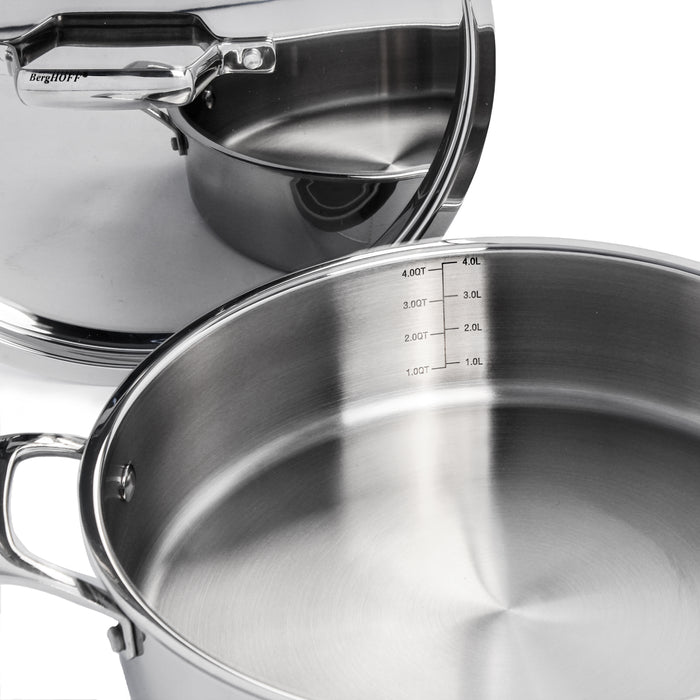Image 7 of Shopberghoff Professional 5pc Tri-Ply 18/10 Stainless Steel Starter Cookware Set, SS Lids