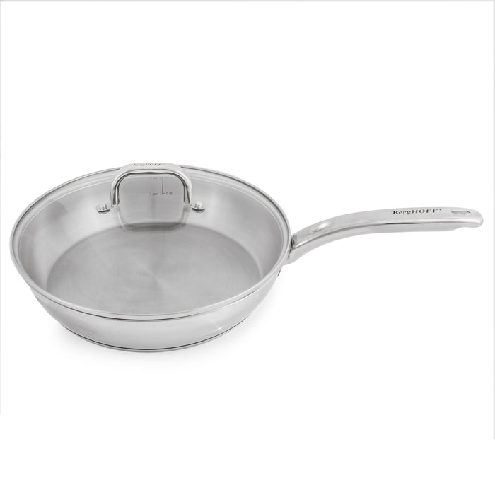 Image 3 of Shopberghoff Belly Shape 3pc 18/10 Stainless Steel Fry Pan & Skillet Cookware Set with Glass Lid
