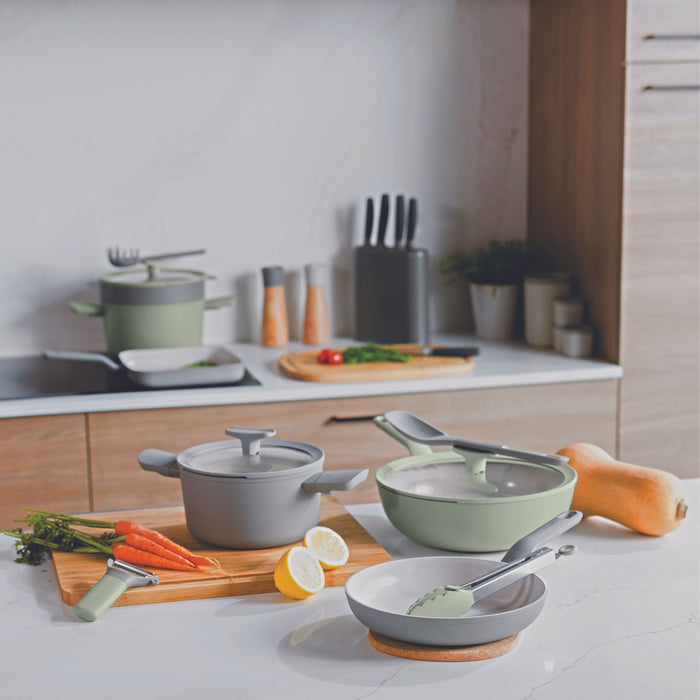 Image 5 of Shopberghoff Leo Balance 11pc Non-stick Aluminum Cookware Set, Glass Lids, Moonmist