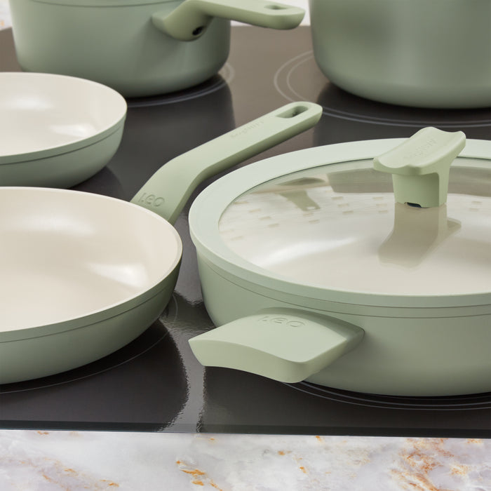 Image 5 of Shopberghoff Leo Balance 11pc Non-stick Aluminum Cookware Set, Glass Lids, Sage