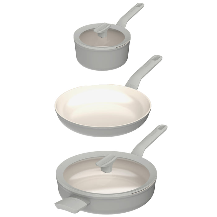 Image 1 of Shopberghoff Leo Balance 5pc Non-stick Aluminum Cookware Set, Glass Lids, Moonmist