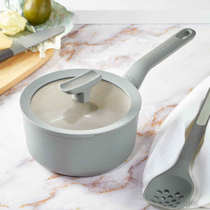 Image 5 of Shopberghoff Leo Balance 5pc Non-stick Aluminum Cookware Set, Glass Lids, Moonmist