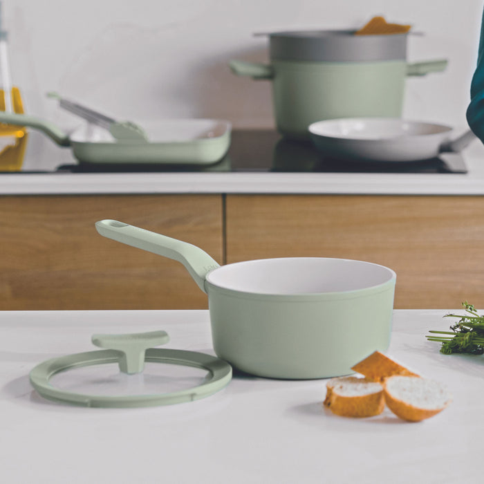 Image 9 of Shopberghoff Leo Balance 5pc Non-stick Aluminum Cookware Set, Glass Lids, Sage