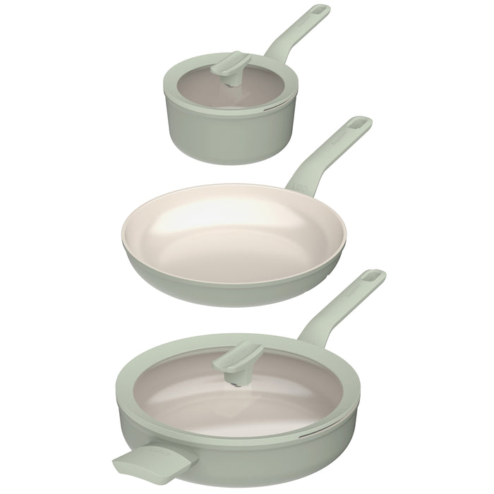 Image 14 of Shopberghoff Leo Balance 5pc Non-stick Aluminum Cookware Set, Glass Lids, Sage