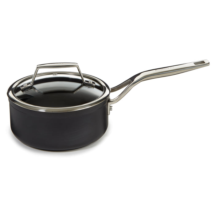 Image 6 of Shopberghoff Essentials Non-stick Hard Anodized 6.25" Saucepan 1.3qt. With Glass Lid, Black