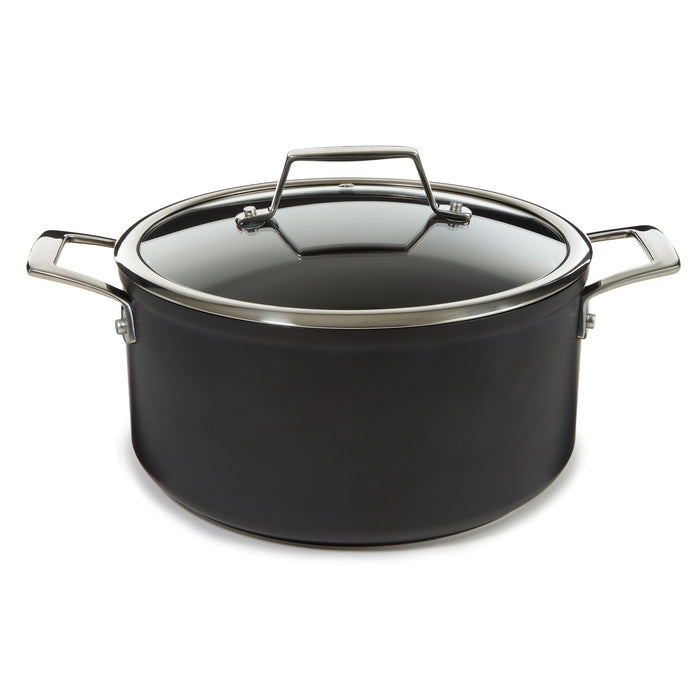 Image 1 of Shopberghoff Essentials Non-stick Hard Anodized 10" Stockpot 5.3qt. With Glass Lid, Black