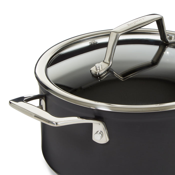 Image 3 of Shopberghoff Essentials Non-stick Hard Anodized 10" Stockpot 5.3qt. With Glass Lid, Black
