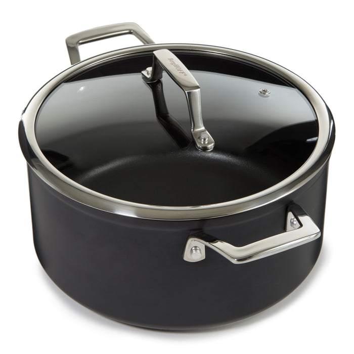 Image 6 of Shopberghoff Essentials Non-stick Hard Anodized 10" Stockpot 5.3qt. With Glass Lid, Black