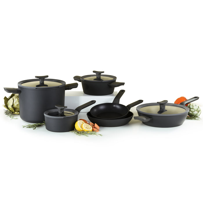 Image 1 of Shopberghoff Leo 10Pc Non-stick Ceramic Cookware Set With Glass lid, Black