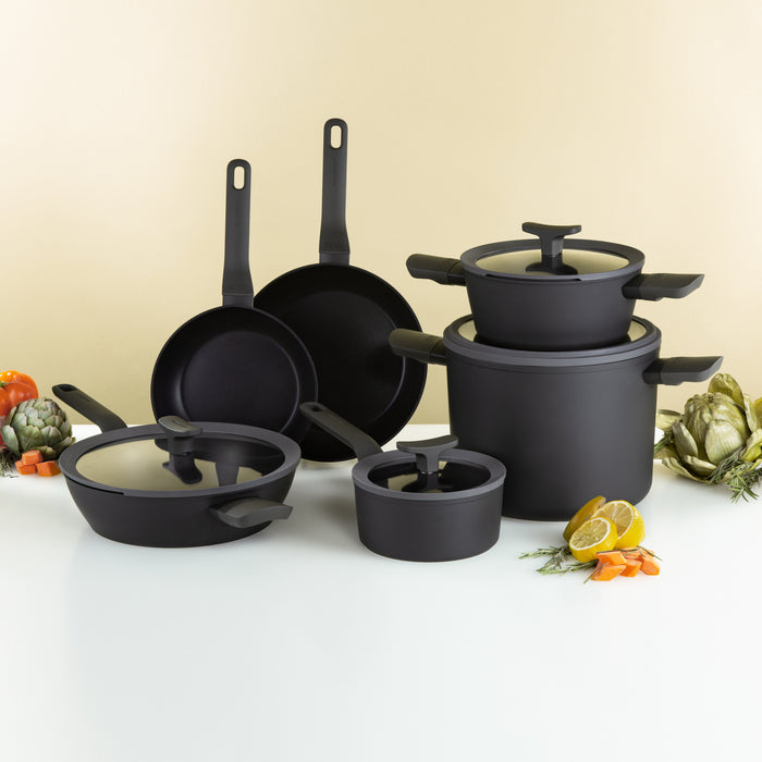 Image 2 of Shopberghoff Leo 10Pc Non-stick Ceramic Cookware Set With Glass lid, Black