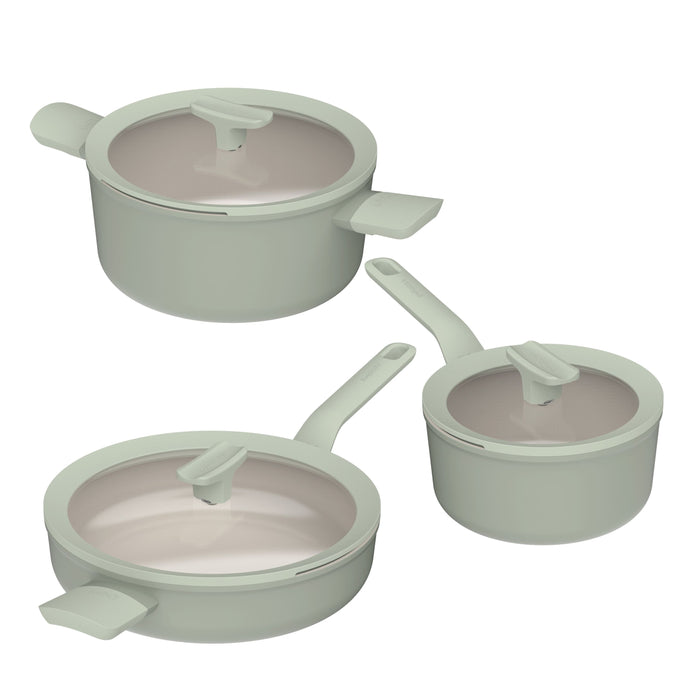 Image 10 of Shopberghoff Balance 6Pc Non-stick Ceramic Cookware Set With Glass Lid, Recycled Aluminum, Sage