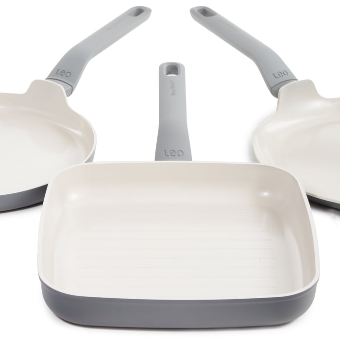 Image 7 of Shopberghoff Balance 3Pc Non-stick Ceramic Specialty Cookware Set, Recycled Aluminum, Moonmist