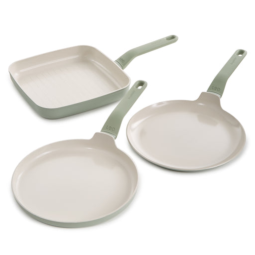 Image 1 of Shopberghoff Balance 3Pc Non-stick Ceramic Specialty Cookware Set, Recycled Aluminum, Sage