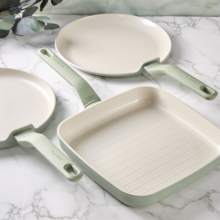 Image 3 of Shopberghoff Balance 3Pc Non-stick Ceramic Specialty Cookware Set, Recycled Aluminum, Sage