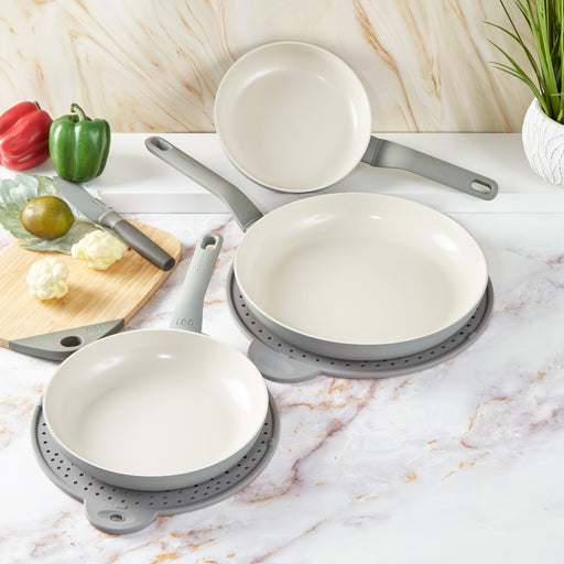 Image 2 of Shopberghoff Balance 3Pc Non-stick Ceramic Frying Pan Set, Recycled Aluminum, Moonmist