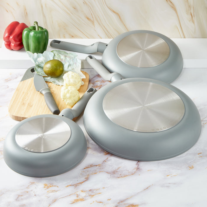 Image 5 of Shopberghoff Balance 3Pc Non-stick Ceramic Frying Pan Set, Recycled Aluminum, Moonmist