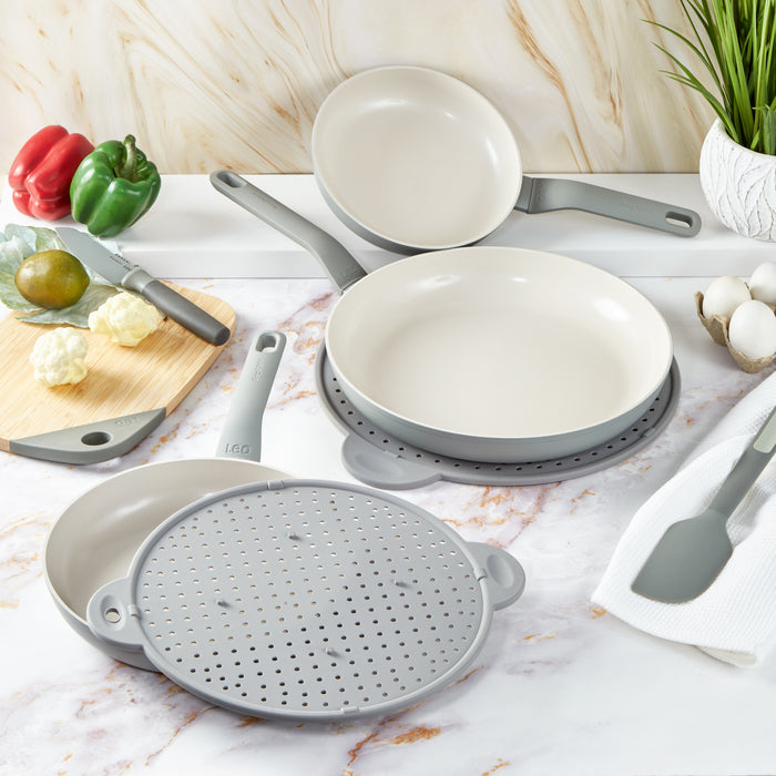 Image 6 of Shopberghoff Balance 3Pc Non-stick Ceramic Frying Pan Set, Recycled Aluminum, Moonmist