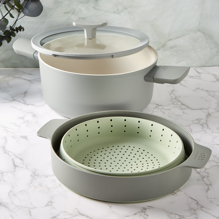Image 4 of Shopberghoff Balance 3Pc Non-stick Ceramic Steamer Set, Recycled Aluminum, Moonmist