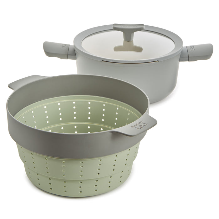 Image 5 of Shopberghoff Balance 3Pc Non-stick Ceramic Steamer Set, Recycled Aluminum, Moonmist