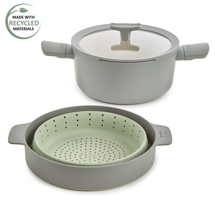 Image 8 of Shopberghoff Balance 3Pc Non-stick Ceramic Steamer Set, Recycled Aluminum, Moonmist