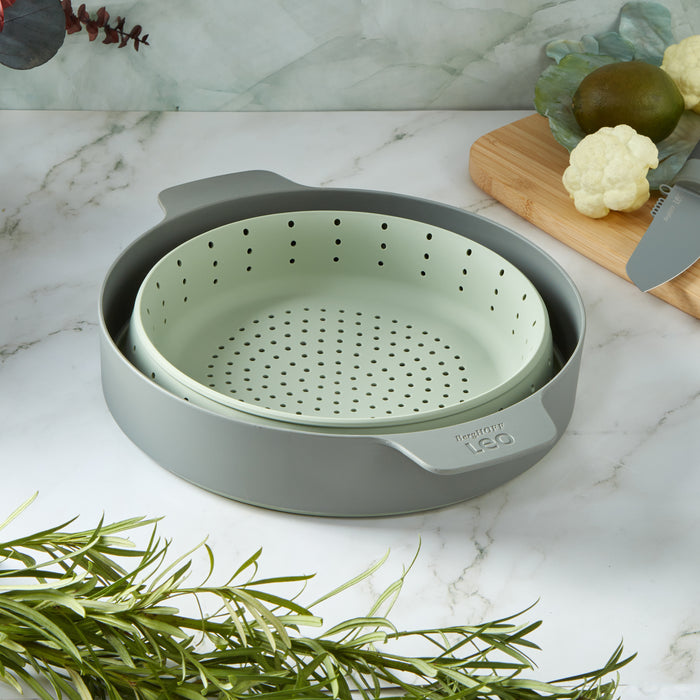 Image 4 of Shopberghoff Balance 3Pc Non-stick Ceramic Steamer Set, Recycled Aluminum, Sage