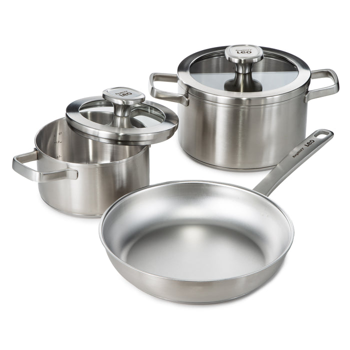 Image 1 of Shopberghoff Graphite 5Pc Recycled 18/10 Stainless Steel Cookware Set