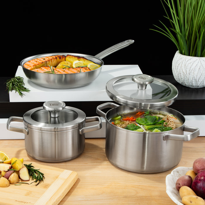 Image 2 of Shopberghoff Graphite 5Pc Recycled 18/10 Stainless Steel Cookware Set
