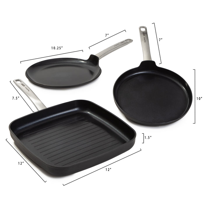 Image 8 of Shopberghoff Graphite 3Pc Non-stick Ceramic Specialty Cookware Set, Sustainable Recycled Material