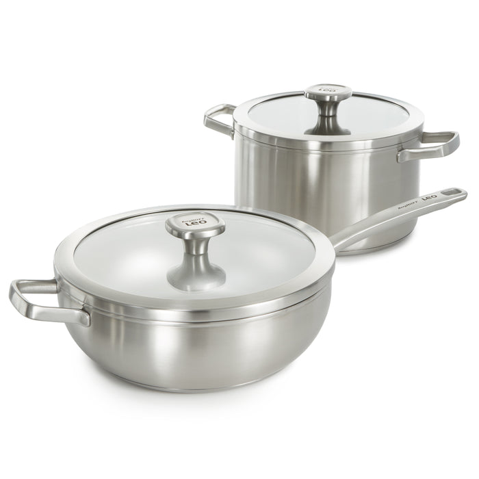 Image 1 of Shopberghoff Graphite 4Pc Cookware Set With Glass Lids, Recycled 18/10 Stainless Steel