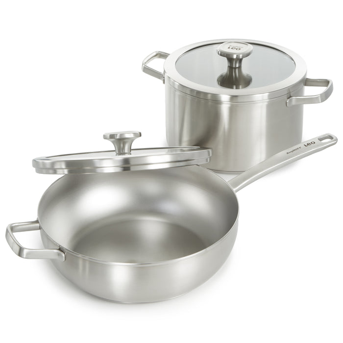 Image 9 of Shopberghoff Graphite 4Pc Cookware Set With Glass Lids, Recycled 18/10 Stainless Steel